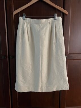 Vintage YSL Yves Saint Laurent Japanese Archival Cream Pleated Midi Skirt